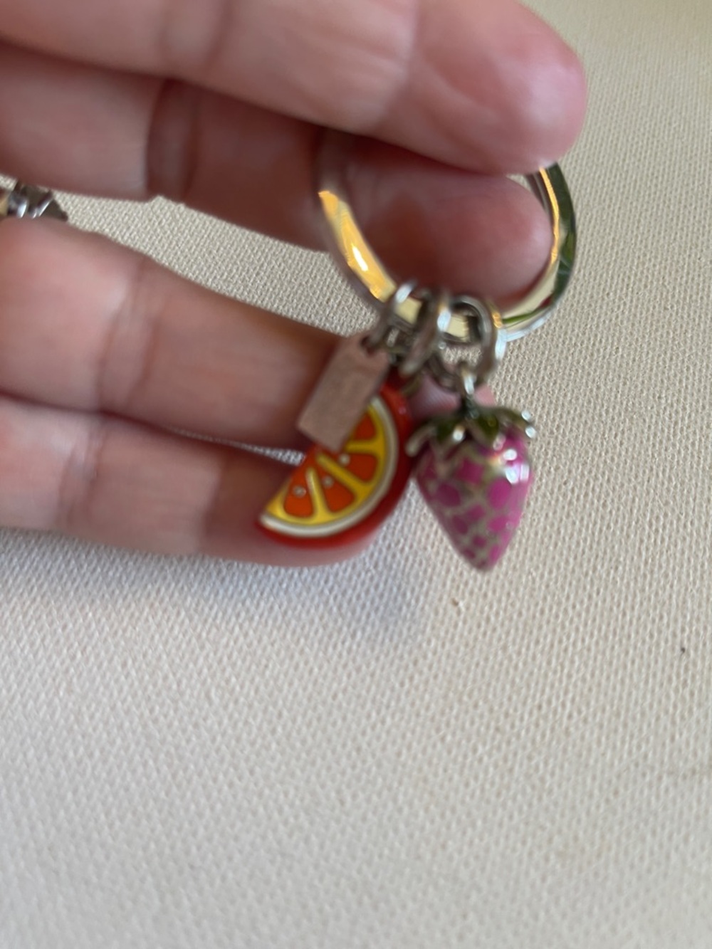 Coach Fruit Charm Keychain with Strawberry & Orange Slice Charms and Coach Pen - Picture 5 of 9